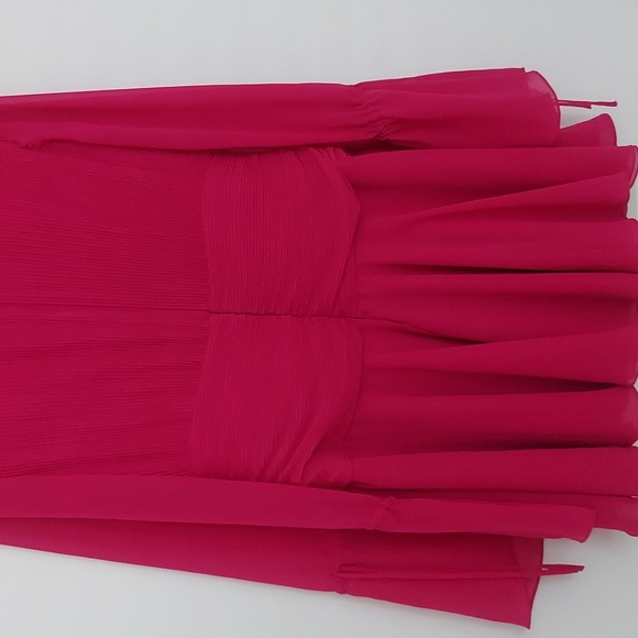 Mac Duggal Pleated Bell Sleeve Chiffon Mini Dress - Picture 6 of 8